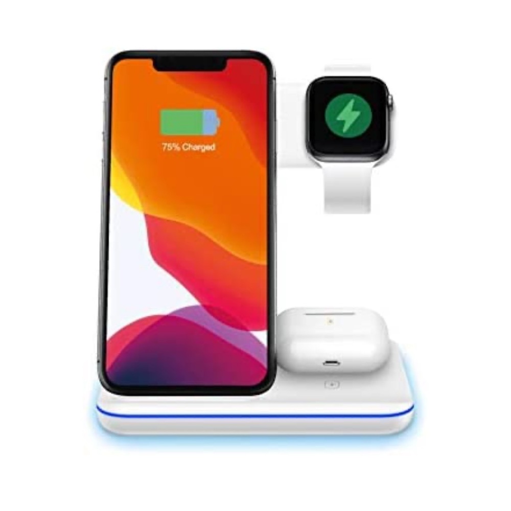 Souka International White Fast Wireless Charging Station Dock for Apple, Android